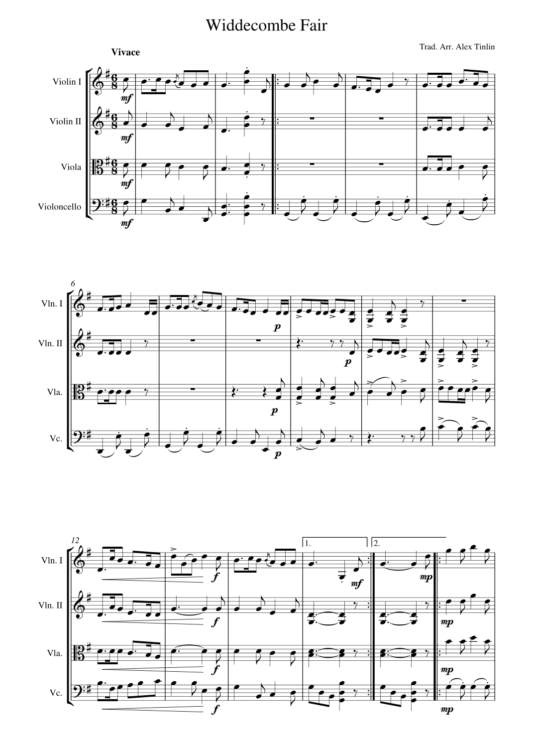 Widdecombe Fair (arr. Alex Tinlin)