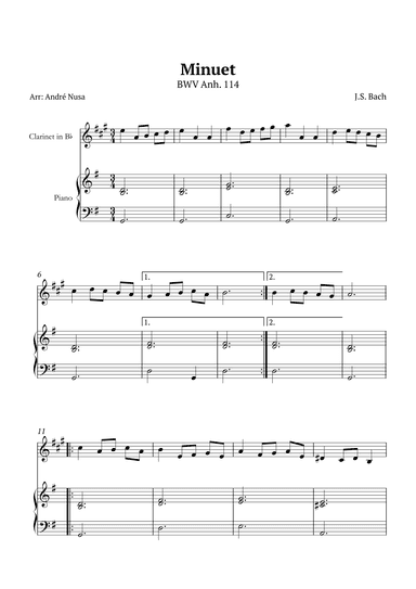 Minuet in G BWV Anh. 114 (arr. André Nusa)