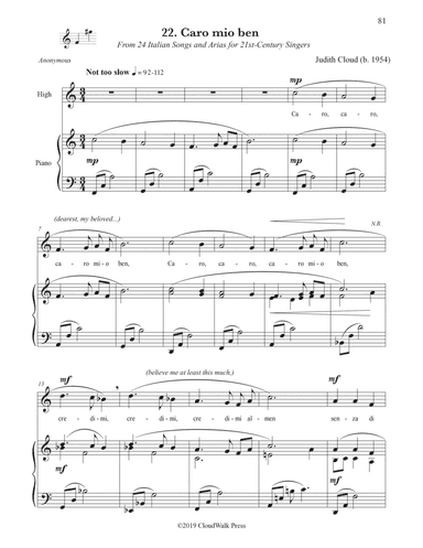 24 Italian Songs and Arias for 21st-Century Singers, no. 22 Caro mio ben
