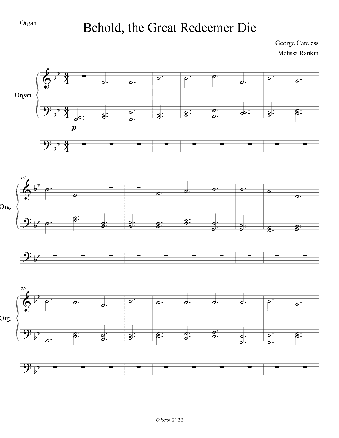 Behold, the Great Redeemer Die (arr. Melissa Rankin)