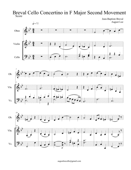 Breval Cello Concertino in F Major Second Movement (arr. August Lee)