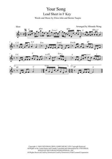 Your Song (arr. Miranda Wong)