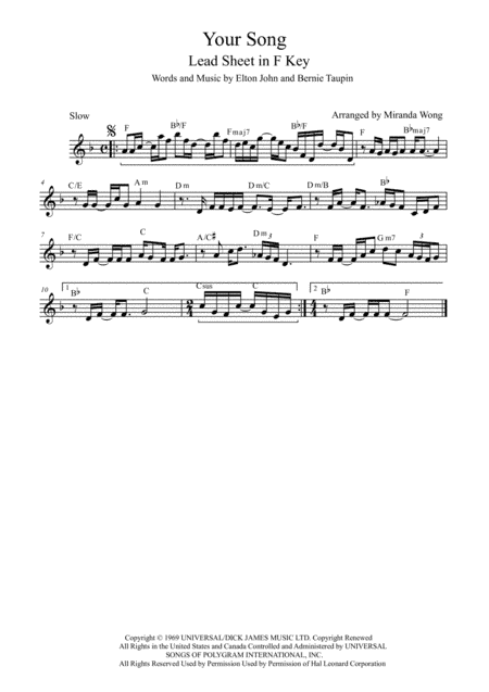 Your Song (arr. Miranda Wong)