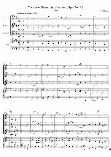 G. F. Handel - Aria (saxophone trio & piano) (arr. David Kocijan)