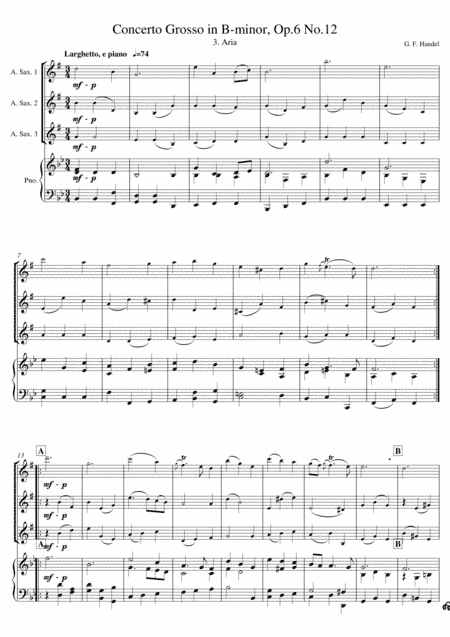 G. F. Handel - Aria (saxophone trio & piano) (arr. David Kocijan)