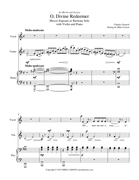 O, Divine Redeemer (Mezzo-Soprano or Baritone, Violin, Piano) (arr. Mike Carson)