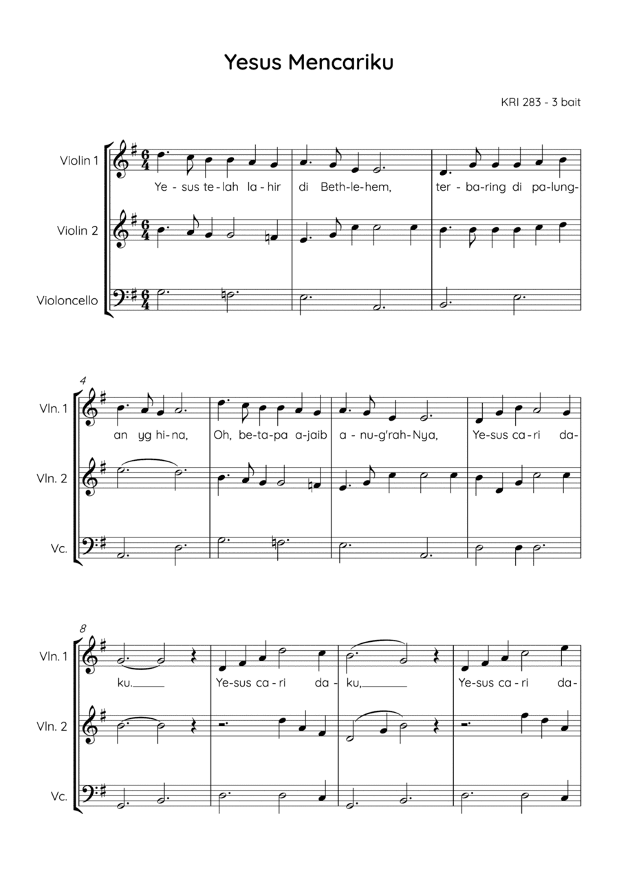 Jesus, My Saviour To Bethlehem Come / Yesus Mencariku (arr. EE Hasty, Angie Wiranata)