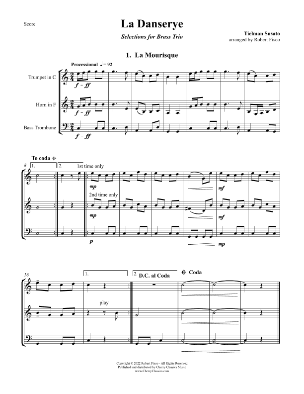 La Danserye - Selections for Brass Trio (arr. Robert Fisco)