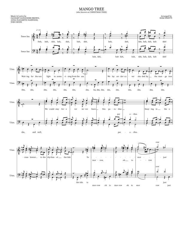 Mango Tree (arr. Dom Finetti)