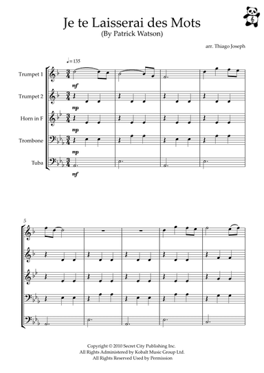 Je Te Laisserai Des Mots (arr. Thiago Joseph)