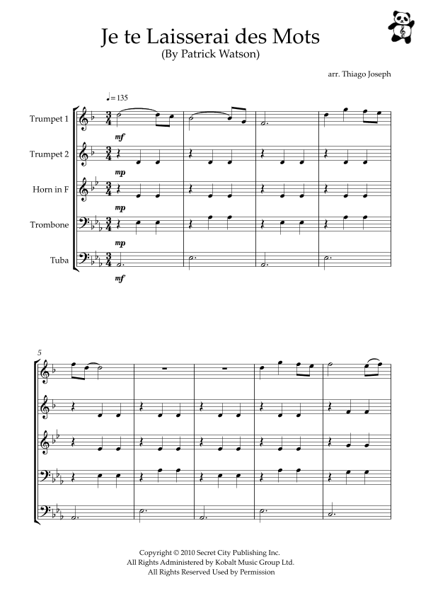 Je Te Laisserai Des Mots (arr. Thiago Joseph)