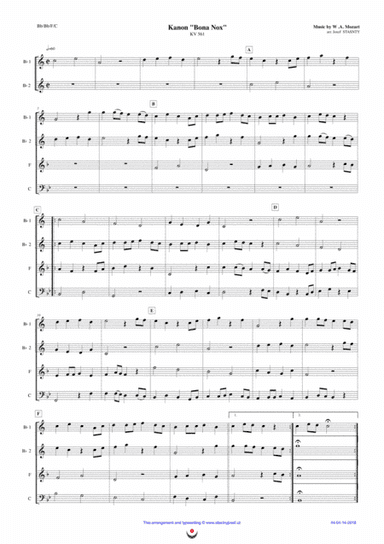 Canon "Bona Nox" (Mozart) (arr. Josef STASTNY)