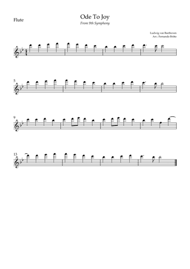 Ode To Joy (from Beethoven's 9th Symphony) for Flute Solo (arr. Fernando Britto)