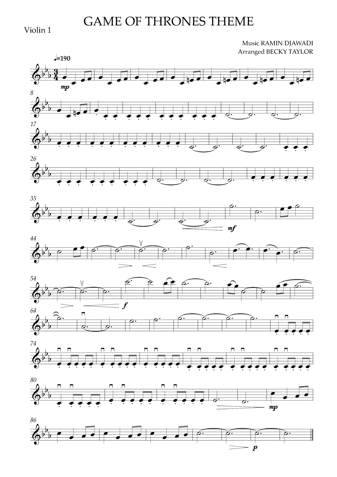 Game Of Thrones (arr. Becky Taylor)