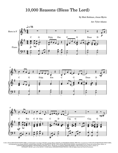 10,000 Reasons (bless The Lord) (arr. Tyler Adams)
