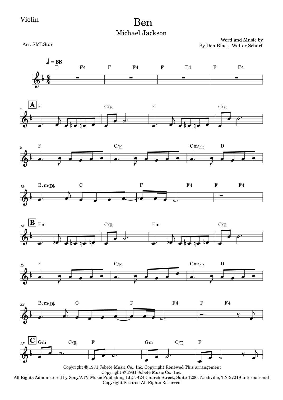 Ben (arr. SMLStar)