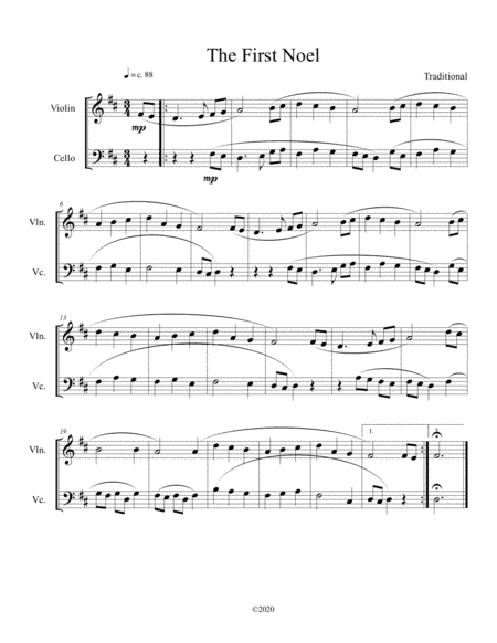 The First Noel (violin and cello duet) (arr. B C Dockery)