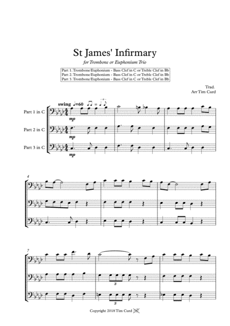 St James' Infirmary. Trombone Trio (arr. Tim Curd.)