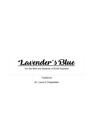 Lavender's Blue for Beginner String Orchestra (arr. Laura Chegwidden)