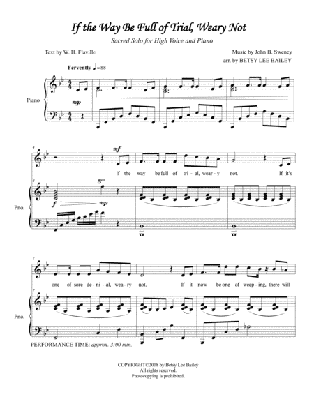 If the Way Be Full of Trial, Weary Not - Sacred Solo for High Voice (arr. Betsy Lee Bailey)