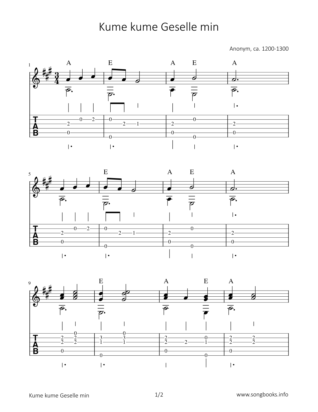 Kume kume Geselle min (arr. Bettina Schipp)