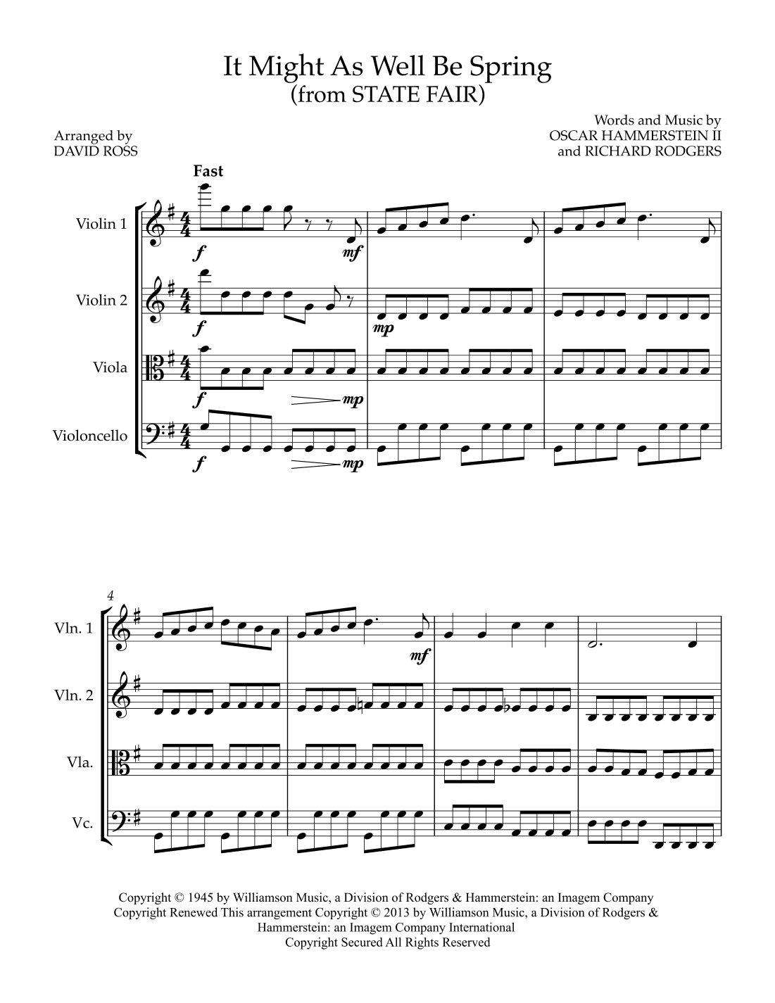 It Might As Well Be Spring (arr. David Ross)