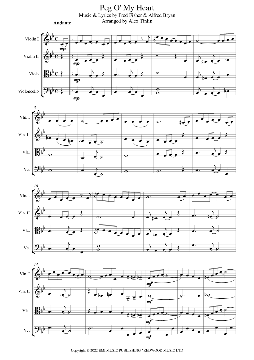 Peg O' My Heart (arr. Alex Tinlin)