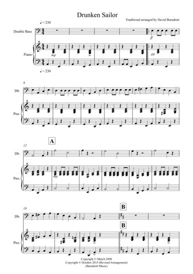 Drunken Sailor for Double Bass and Piano (arr. David Burndrett)