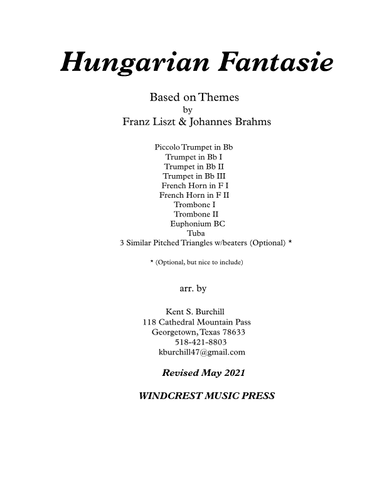 HUNGARIAN FANTASIE  for Brass Ensemble/Choir (arr. Kent Stewart Burchill)