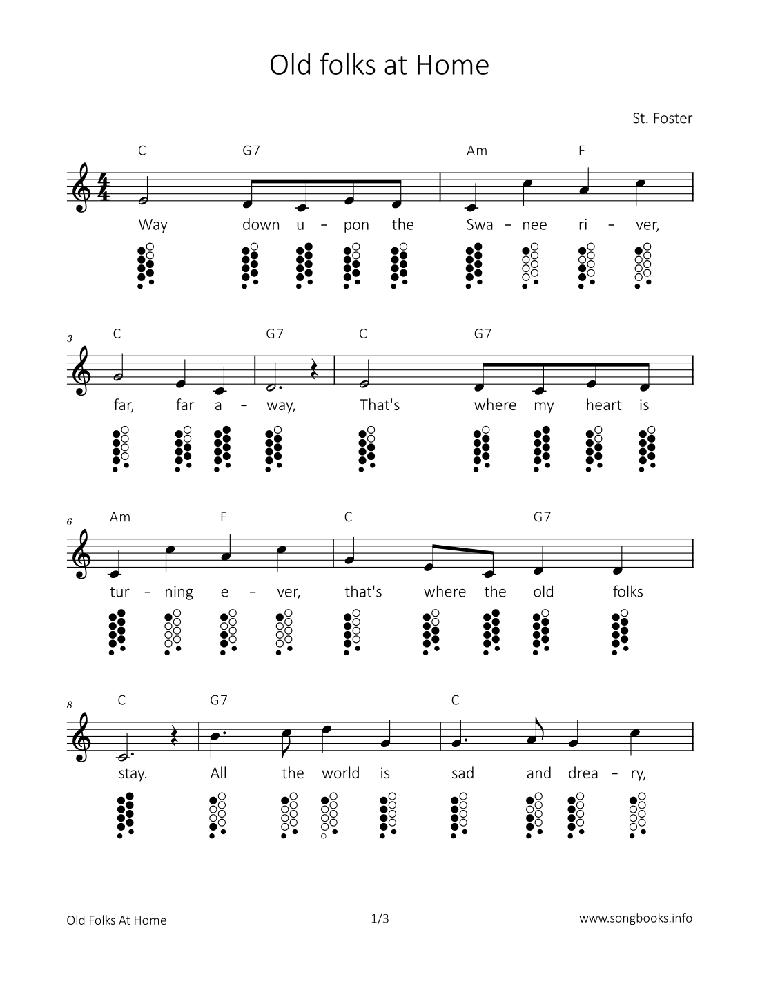 Old folks at home (arr. songbooks.info)