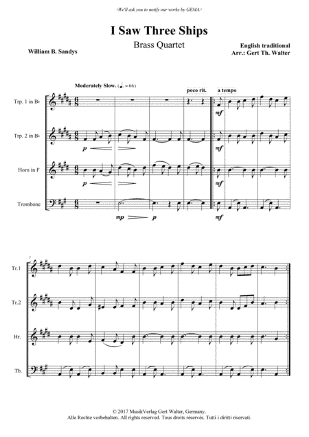 I Saw Three Ships (arr. Gert Th. Walter)