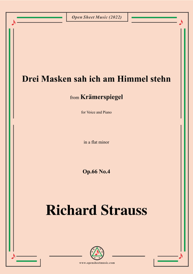 Richard Strauss-Drei Masken sah ich am Himmel stehn,in a flat minor,Op.66 No.4 (arr. OSM Press)