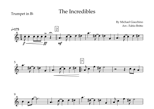 The Incredibles (main Theme) (arr. Fabio Britto)