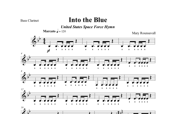 US SPACE FORCE HYMN (Into the Blue)  BASS CLARINET PART