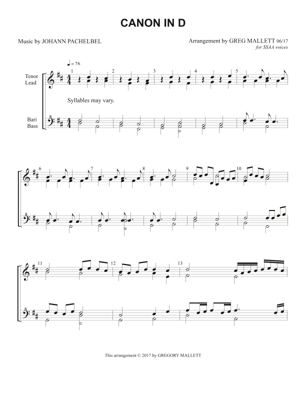 Canon in D (Pachelbel's Canon) (arr. Greg Mallett)