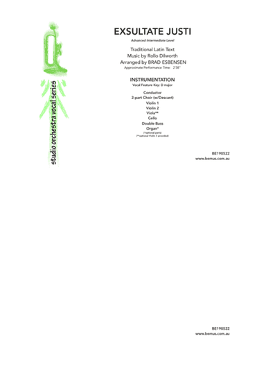 Exsultate Justi (arr. Brad Esbensen)