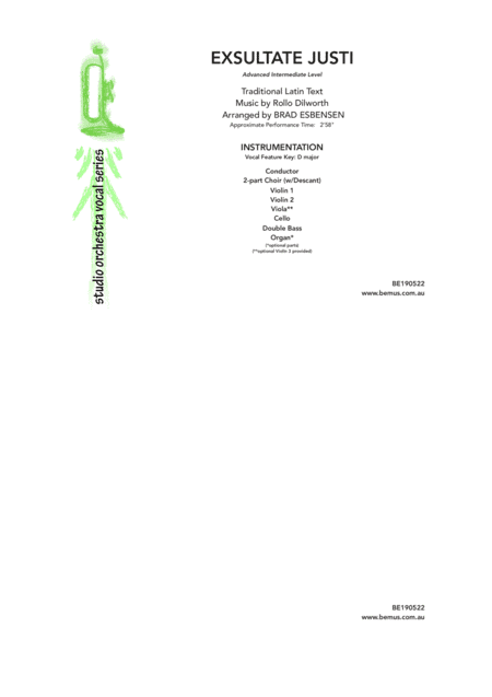 Exsultate Justi (arr. Brad Esbensen)