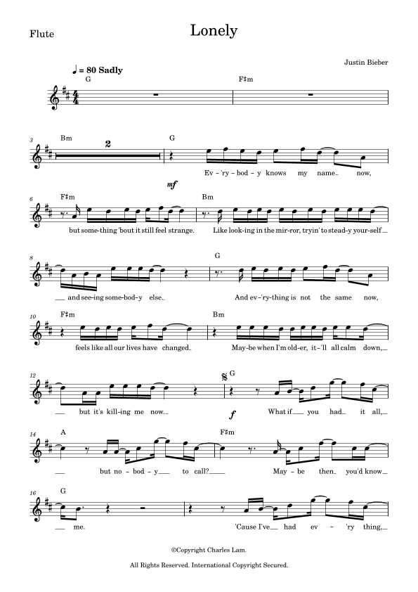 Lonely (arr. Charles Lam)