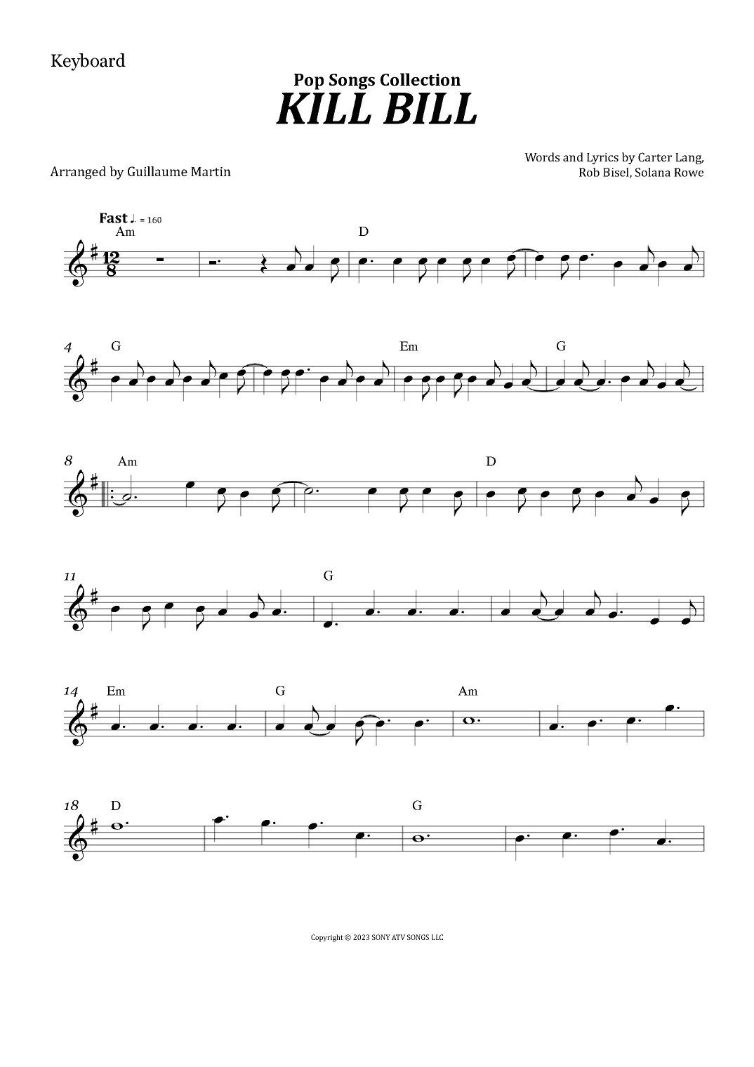 Kill Bill (arr. Guillaume Martin)