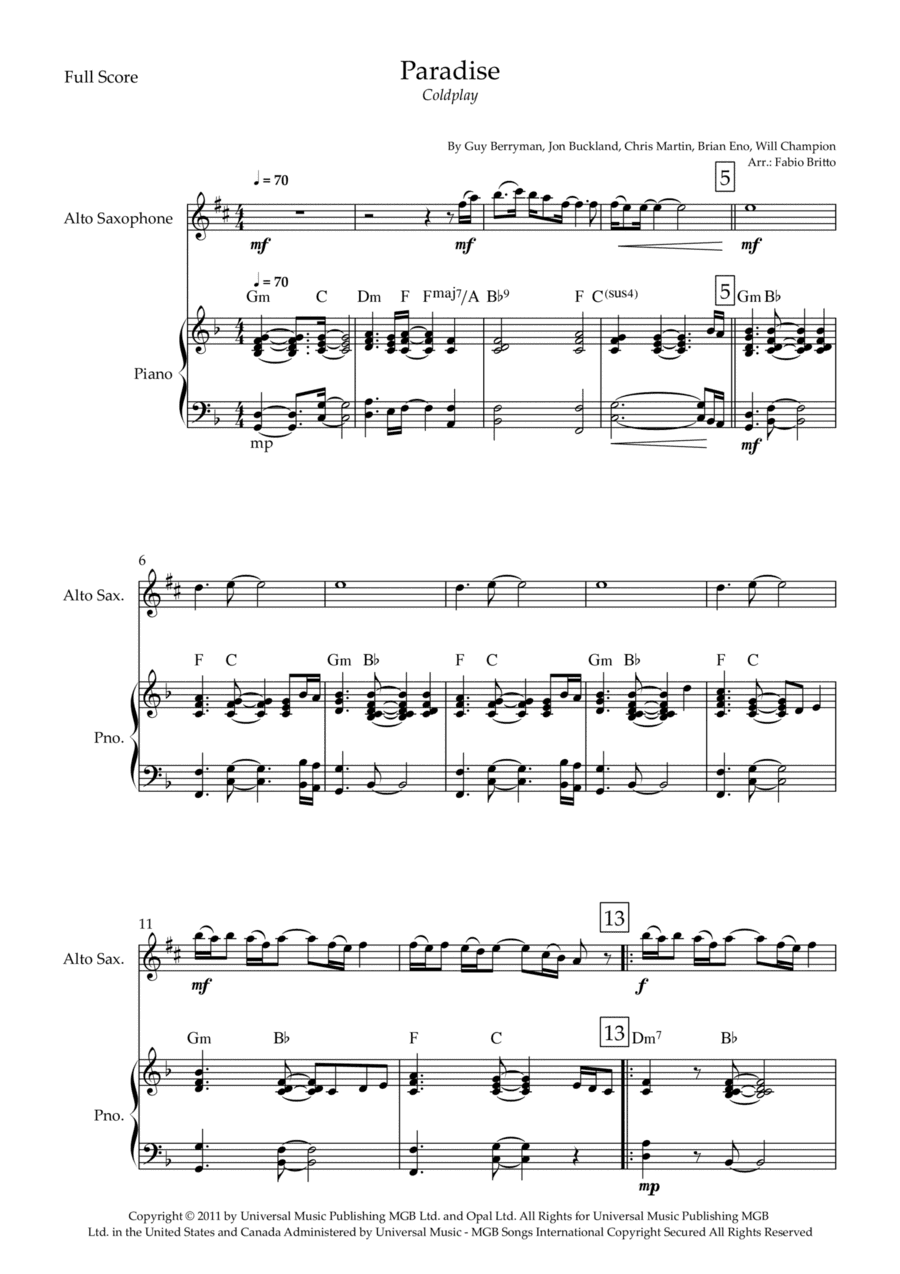 Paradise (arr. Fabio Britto)