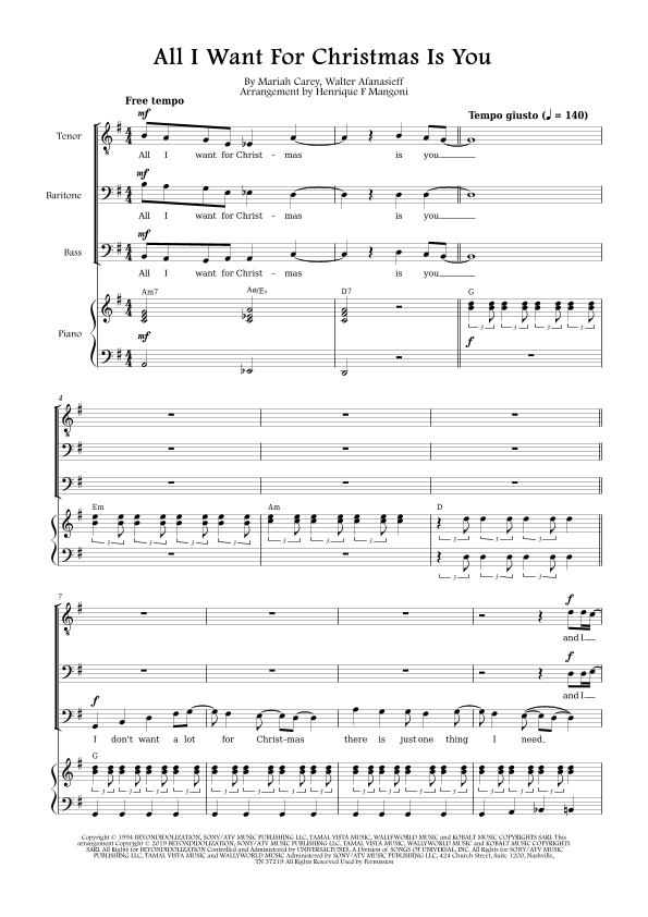 All I Want For Christmas Is You (arr. Henrique F Mangoni)