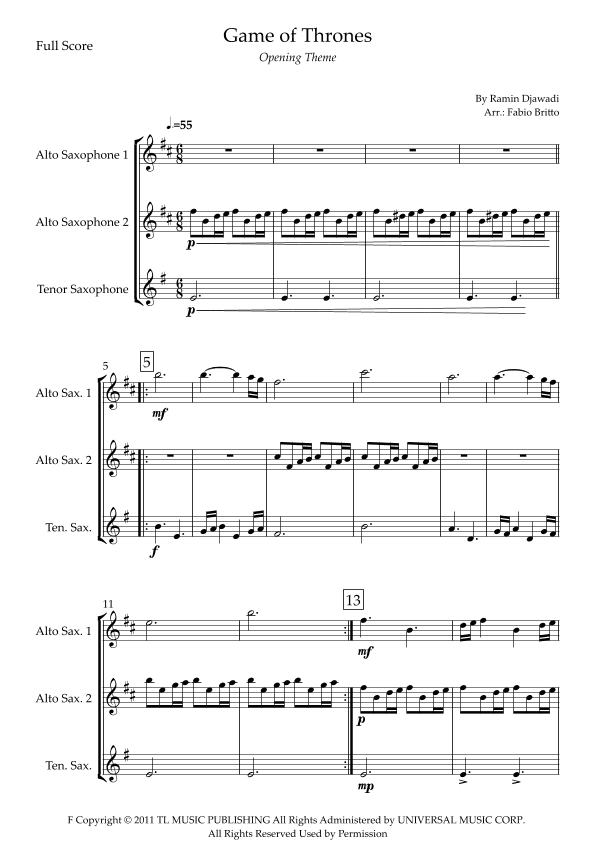 Game Of Thrones (arr. Fabio Britto)
