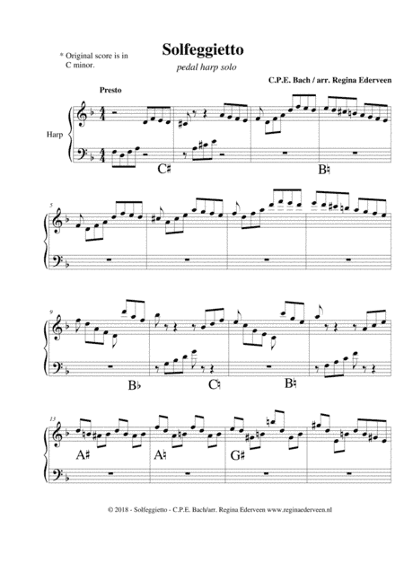 Solfeggietto (C.P.E. Bach) - pedal harp solo