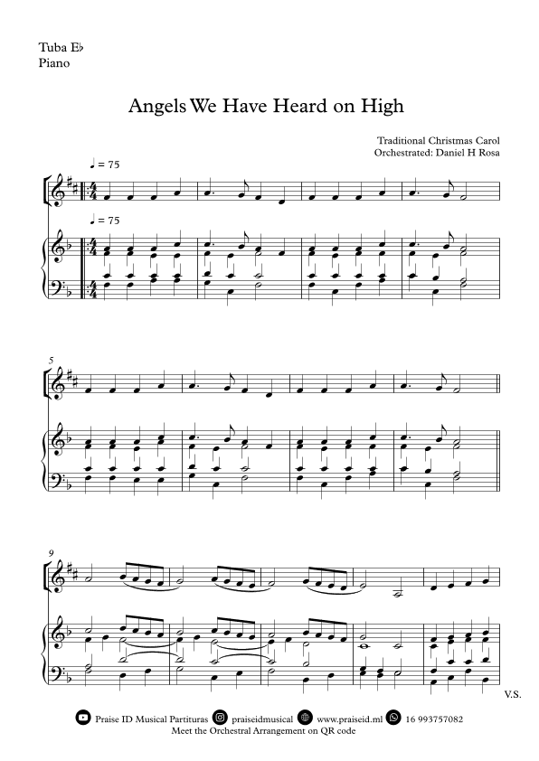 Angels We Have Heard on High  - Gloria in excelsi Deo - Easy Eb Tuba and Piano (arr. Daniel H Rosa)