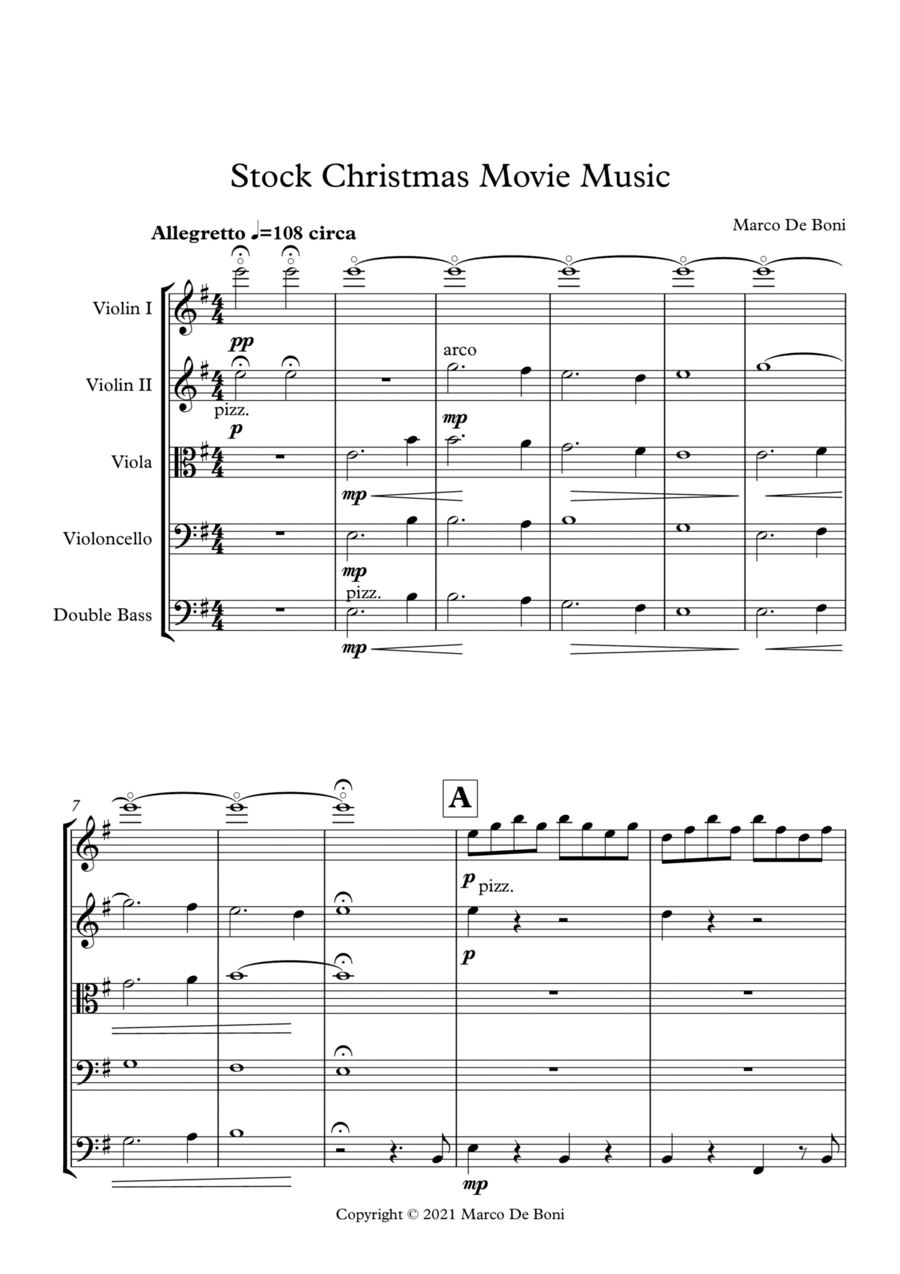 Stock Christmas Movie Music - A fun festive piece for easy string orchestra