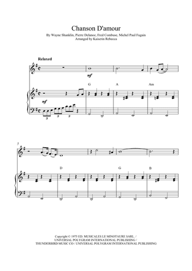 Chanson D'amour (the Ra-da-da-da-da Song) (arr. Kaiserin Rebecca)
