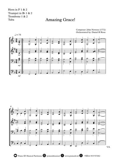 Amazing Grace How Sweet the sound - Easy Brass Quartet (arr. Daniel H Rosa)