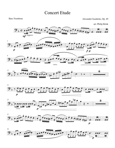 Concert Etude from 1948 by Alexander Goedicke transcribed for bass trombone and piano (arr. Philip Brink)