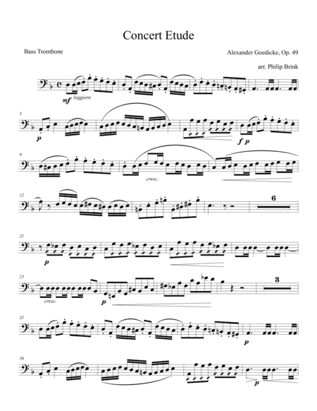 Concert Etude from 1948 by Alexander Goedicke transcribed for bass trombone and piano (arr. Philip Brink)