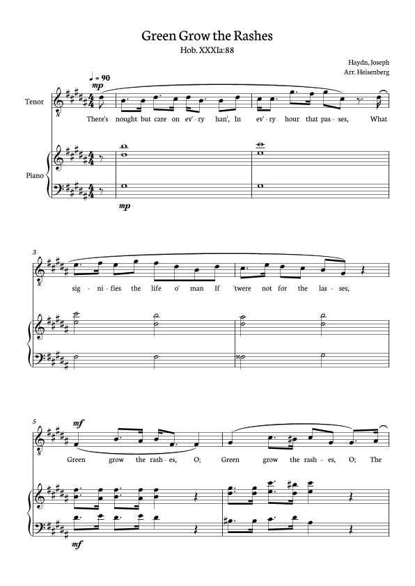 Joseph Haydn - Green Grow The Rashes for Tenor with Piano in G# minor. (arr. Heisenberg)